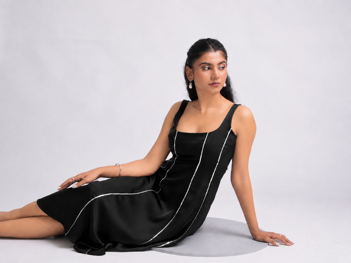 Solae Blair Midi Dress in Black