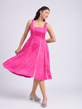 Solae Blair Midi Dress in Hot Pink