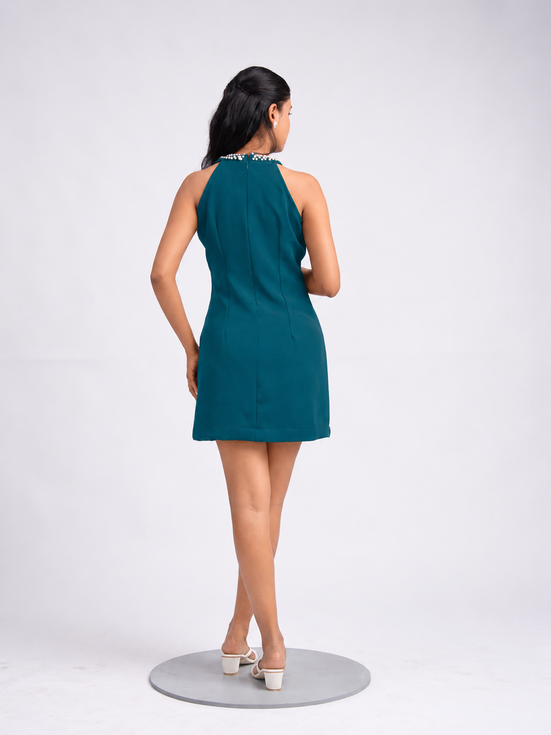 Solae Halo Mini Dress in Teal