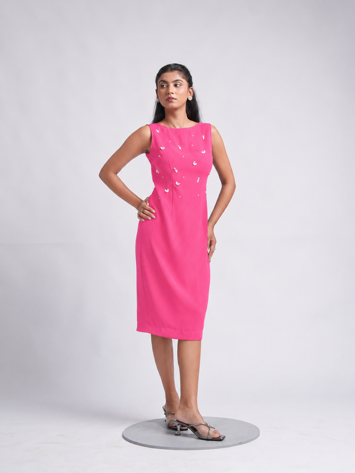 Iris Midi Dress in Pink