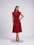 Solae Ripple Midi Dress in Red