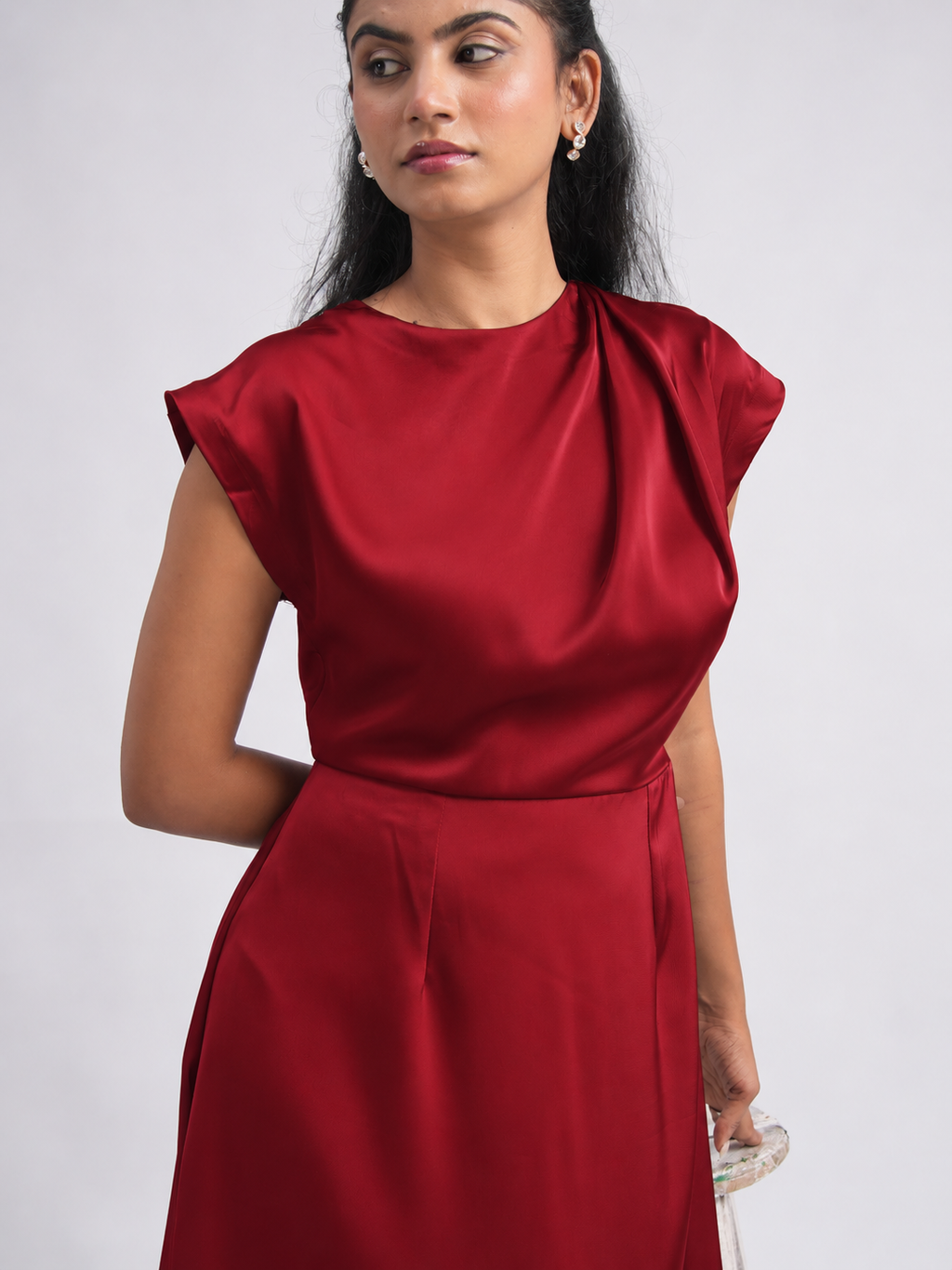 Solae Ripple Midi Dress in Red