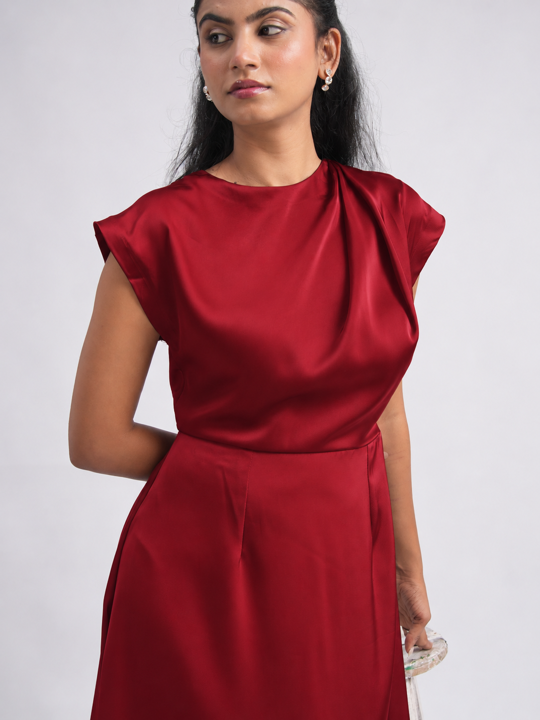 Solae Ripple Midi Dress in Red