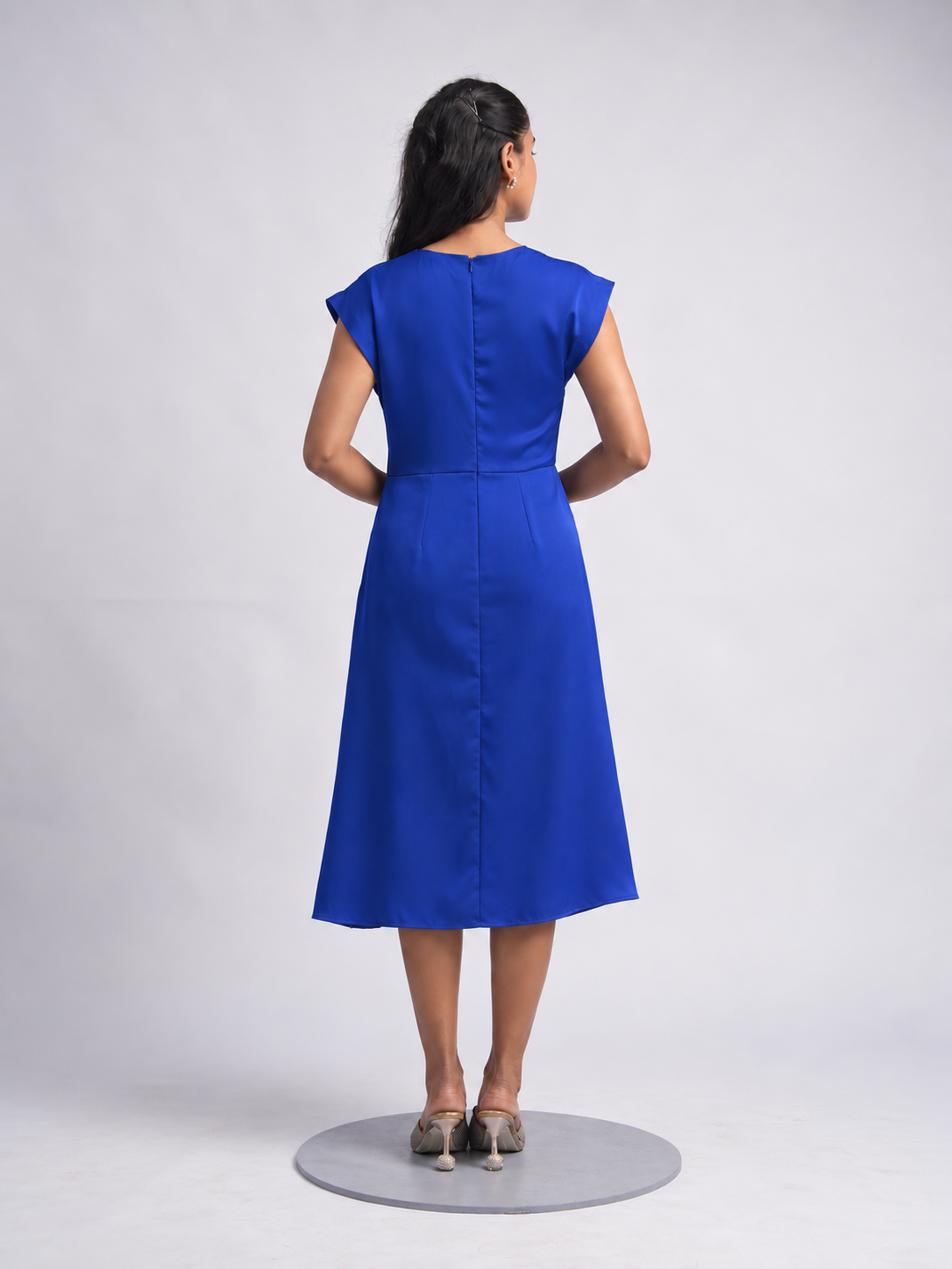 Solae Ripple Midi Dress in Royal Blue